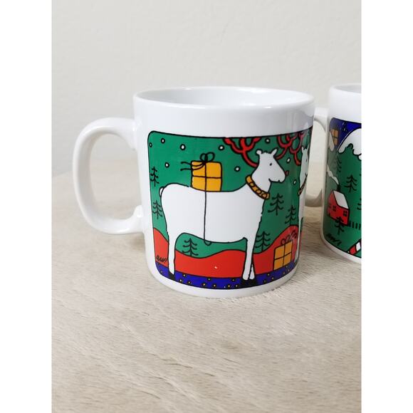 Christmas Coffee Mug Tea Cup Holiday Scene Ceramic FPC Made England Vintage - Picture 2 of 13